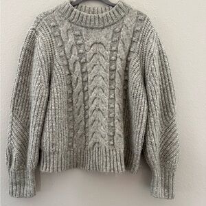 a new day Women's Light Gray Cable Knit Sweater
